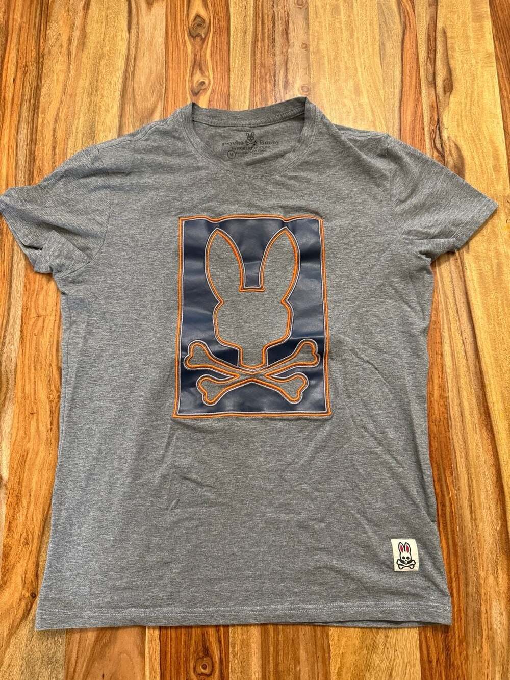 Psycho Bunny Men's Gray Pima Cotton Graphic T-Shirt Size M